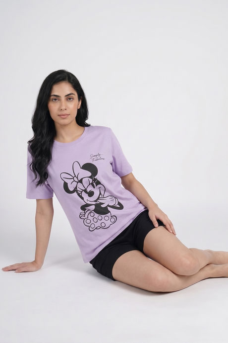 Zivame Minnie Mouse Knit Cotton Loungewear Top - Pastel Lilac — image 6